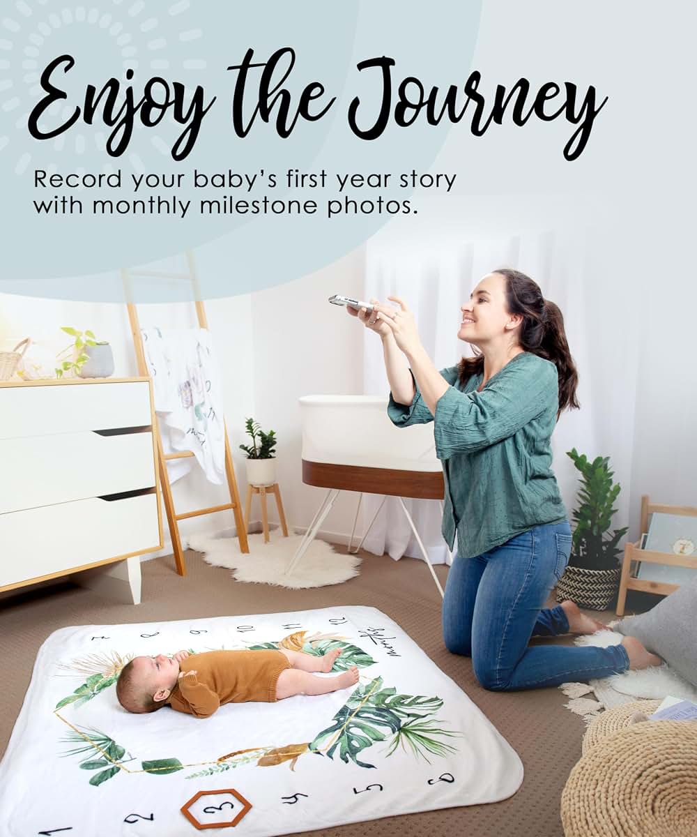 Calloo Baby Monthly Milestone Blanket, 46x46 Inch Fleece Photo Prop, Unisex
