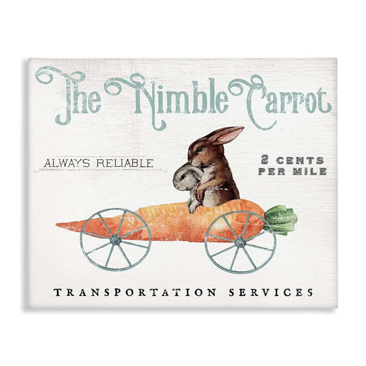 Stupell Industries Vintage Easter Bunny Canvas Decor | Carrot Transportation Art