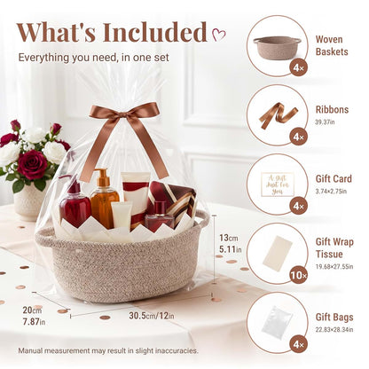 Vireth Haus 4 Pack Small Woven Gift Baskets For Baby Essentials (photo 2)