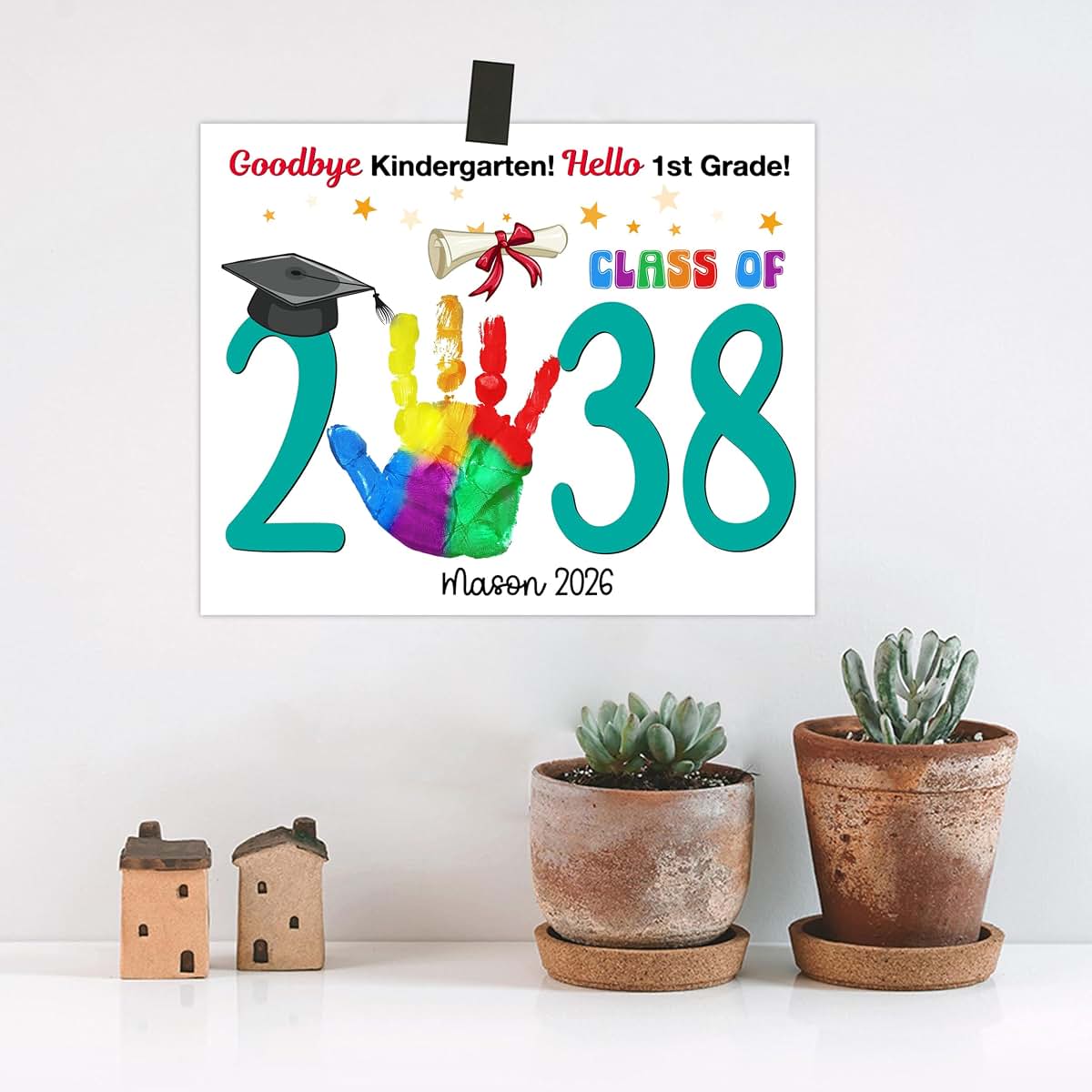 Hello 1st Grade Class Of 2038 Handprint Art Kit, Set Of 10 DIY Cards