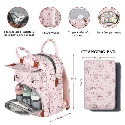 Legestori Diaper Bag Backpack With Portable Changing Pad And Floral Print (photo 3)