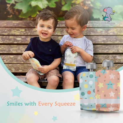 Little Whispers Reusable Baby Food Pouches - 10 Pack Refillable Squeeze Pouches