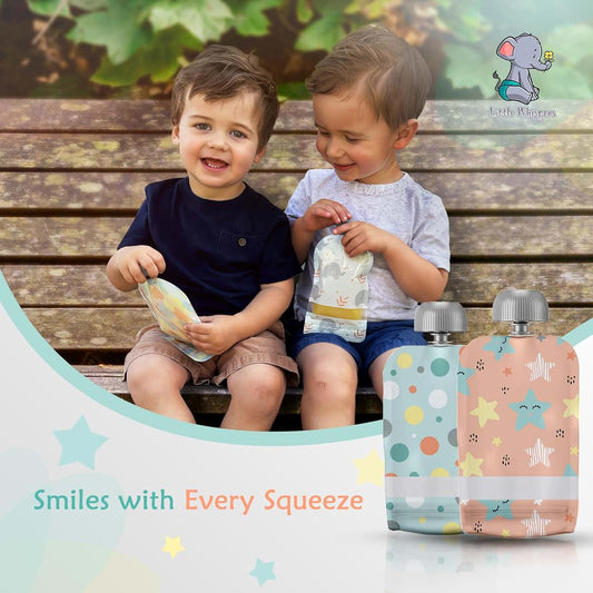 Little Whispers Reusable Baby Food Pouches - 10 Pack Refillable Squeeze Pouches