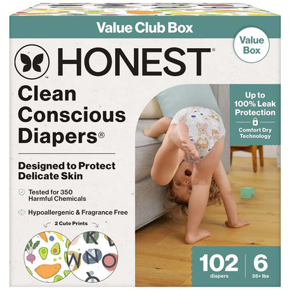 The Honest Company Size 6 Diapers, Value Pack, 102 Count