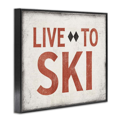 Stupell Industries Framed Giclee Art, Live To Ski, 14 X 11 Inches, Black