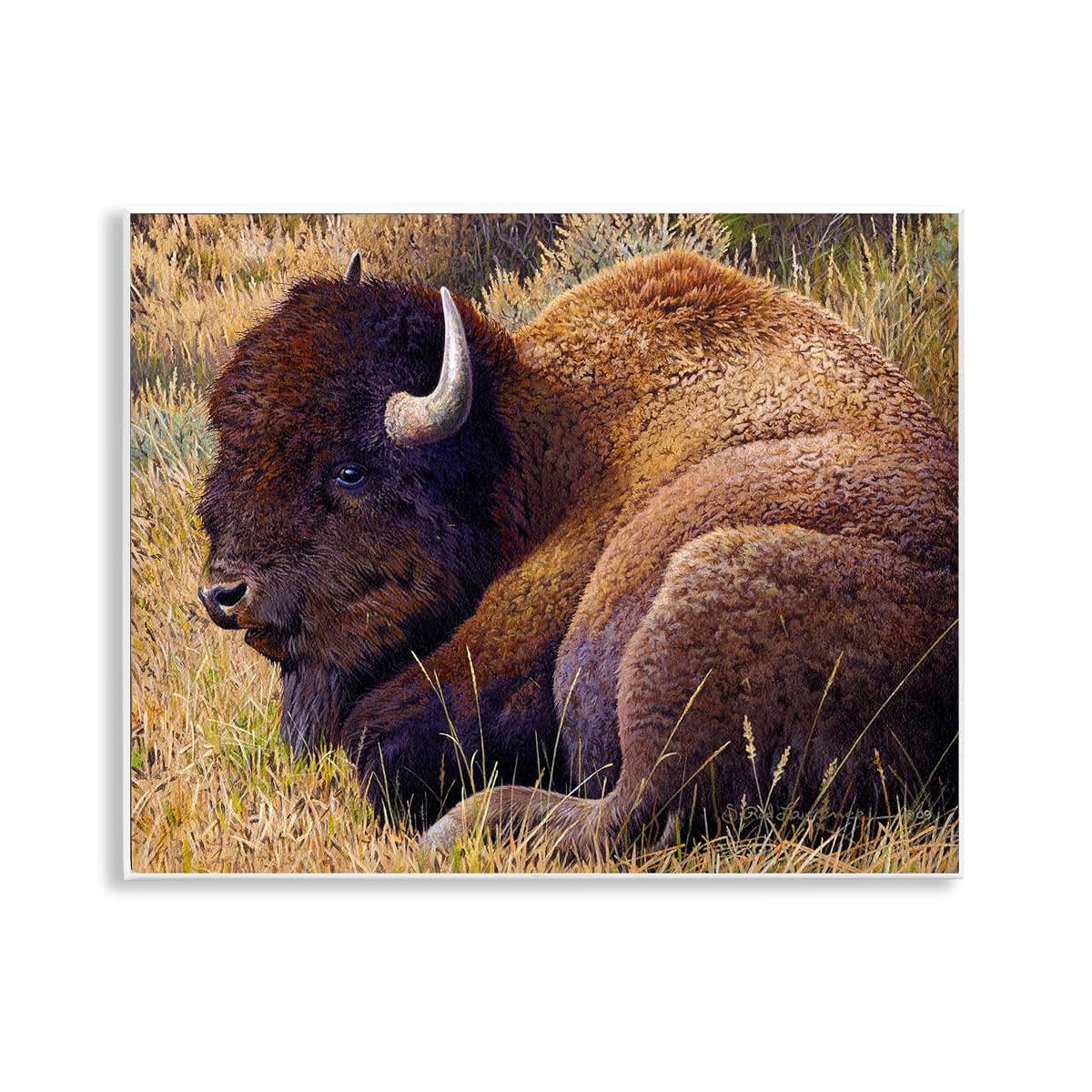 Stupell Industries Bison Landscape Wall Plaque, 14 x 11 Inches