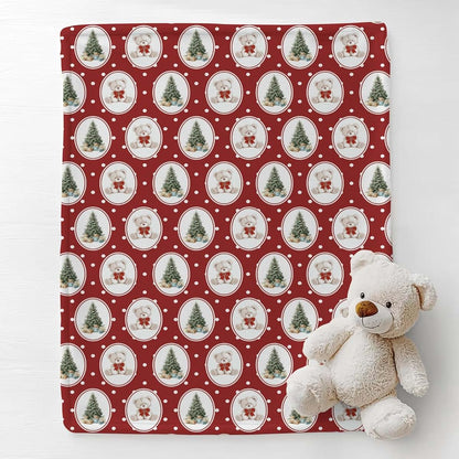 Cstdyfrv Christmas Bear And Tree Baby Blanket, 40x50 Inch Flannel Swaddle (photo 2)