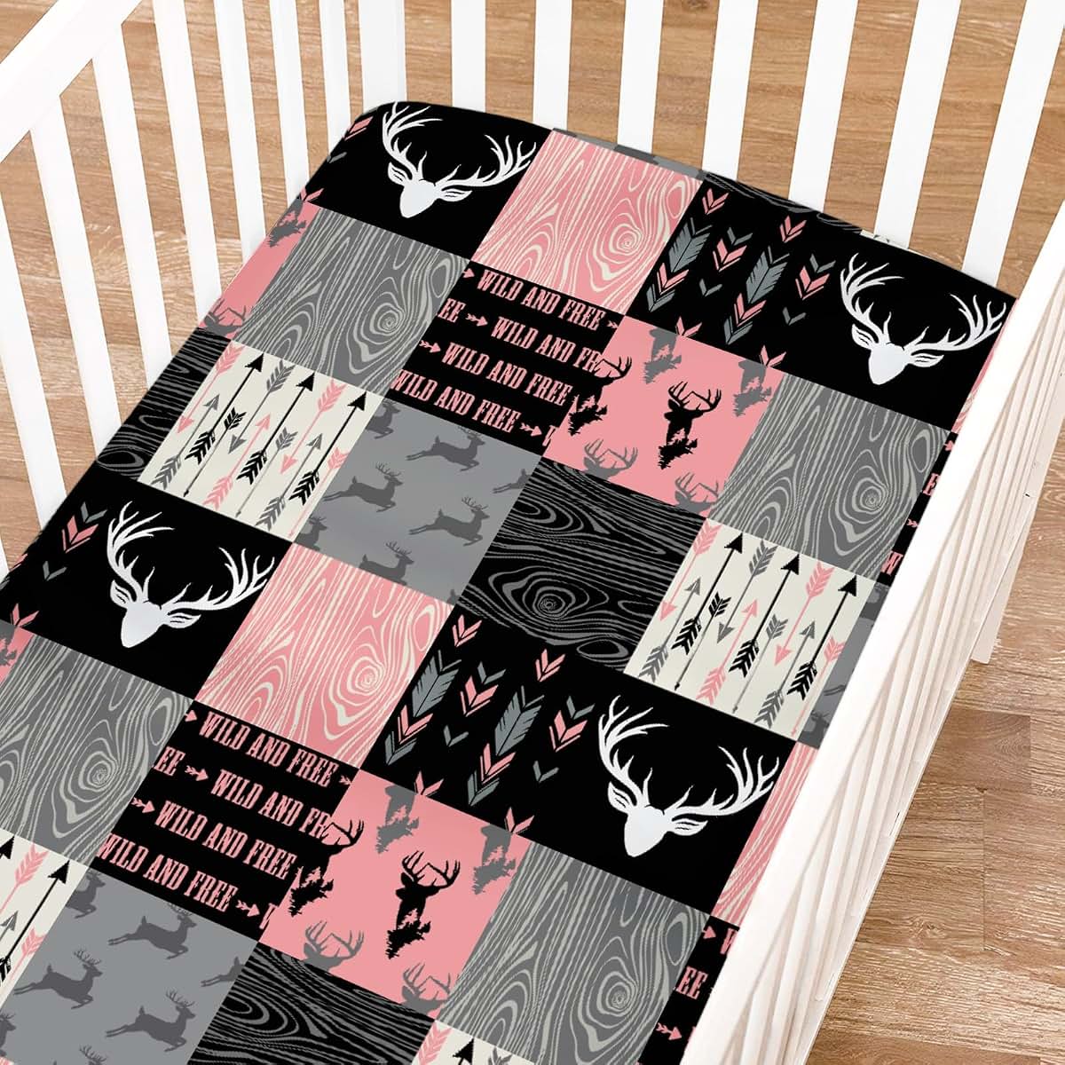 Retro Deer Tribal Arrows Antlers Baby Crib Sheets 52x28 Inch