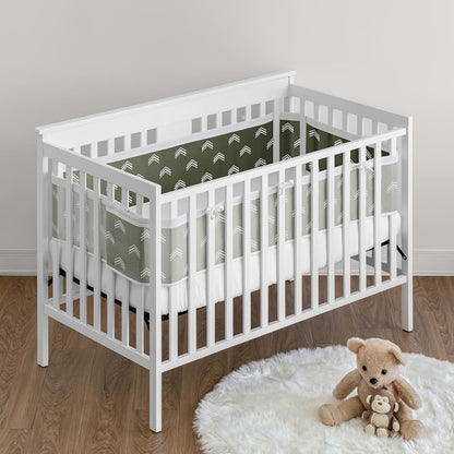 Sweet Jojo Designs + BreathableBaby 2-Piece Mesh Crib Liner Set Dark Green Boho Arrow
