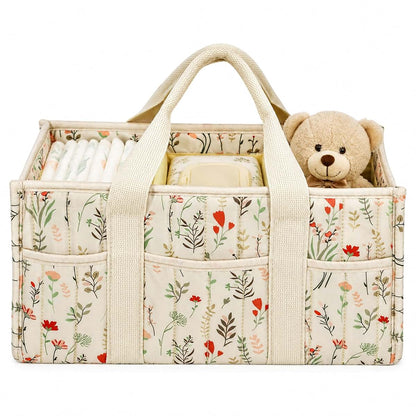 Huggova Diaper Caddy Organizer with Removable Dividers | Portable Storage Basket