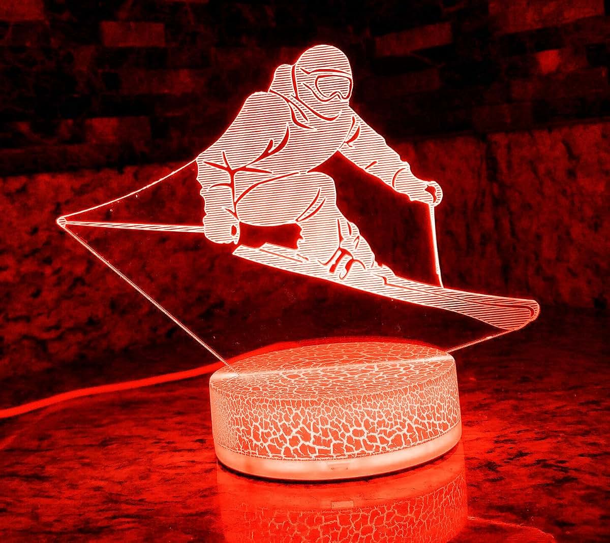Jinnwell 3D Skiing Night Light led Lamp Illusion 7 Color Changing Touch Switch Table Desk Decoration Lamps Birthday (photo 3)