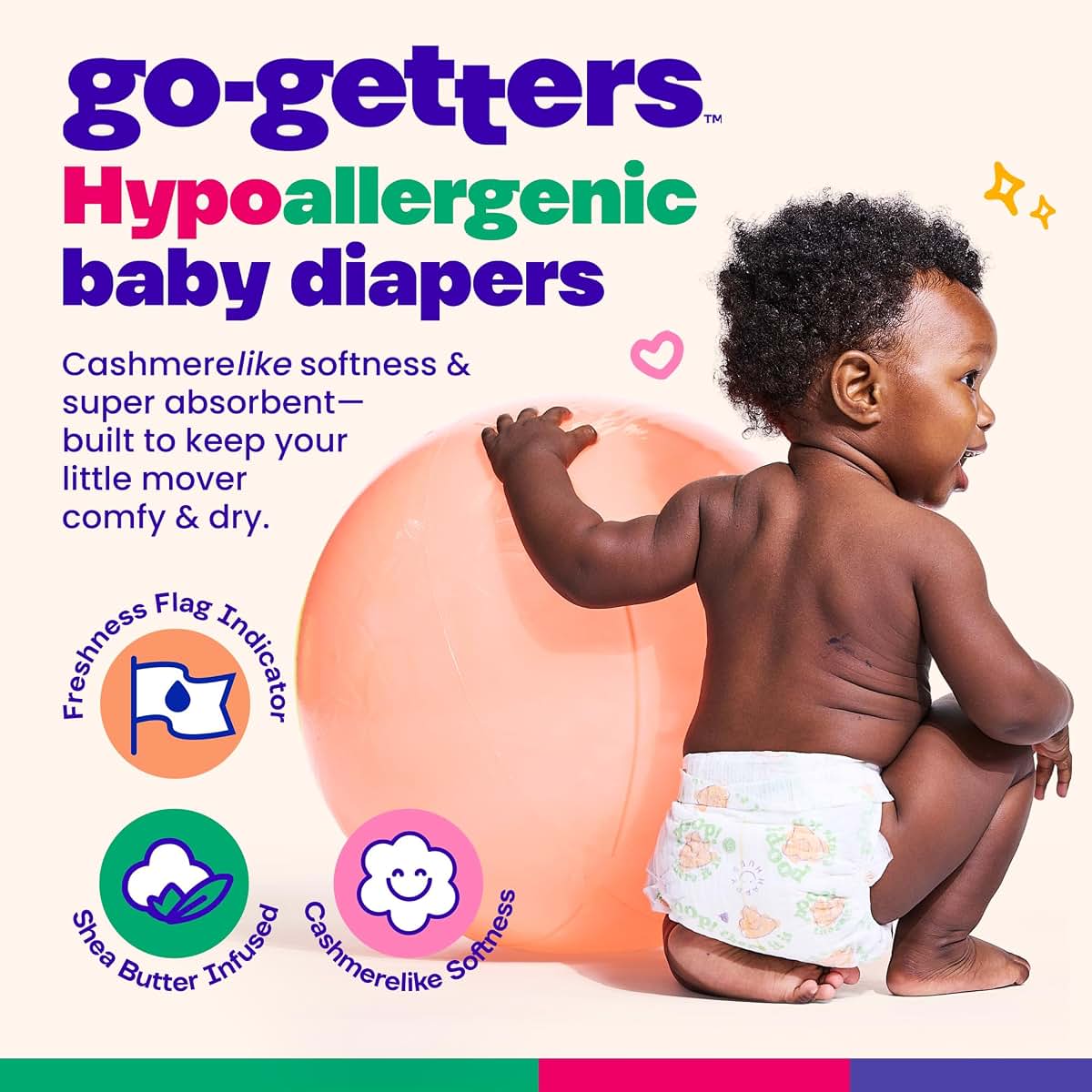 The Happy Hues Company Happy Hues Go-Getters Disposable Diapers Size 4, 22-37 lbs, 84 Count (photo 3)