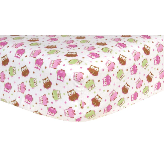 Trend Lab Print Flannel Crib Sheet, Owl