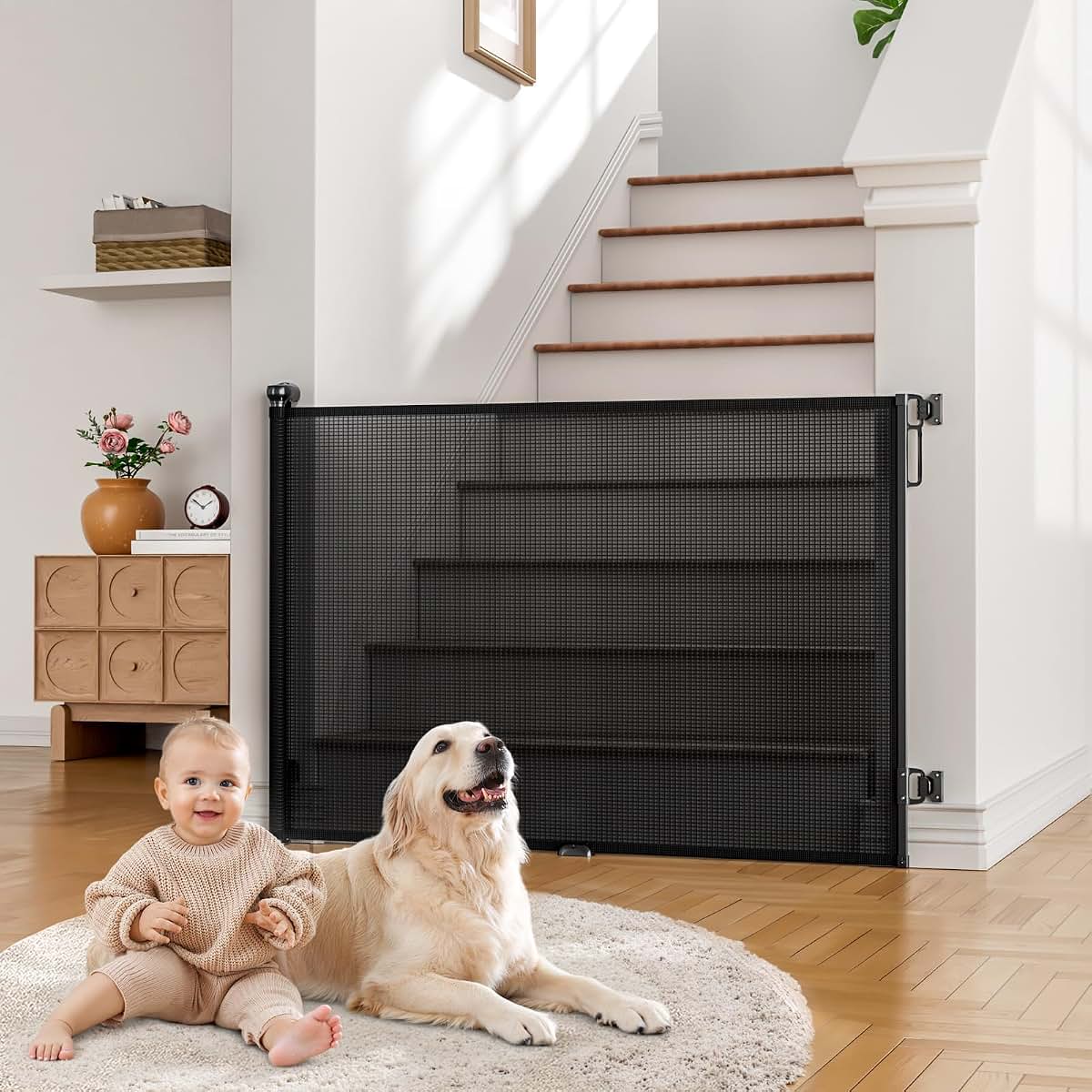 Babepai Retractable Baby Gate for Stairs