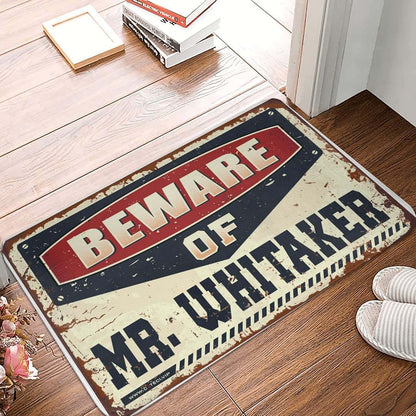 Plows Beware of Mr. Whitaker Doormat With Anti-Slip Backing