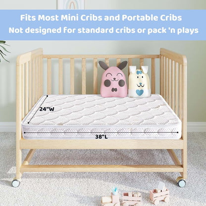 Tiankehan Mini Crib Mattress, 38x24x4 Inch Dual Sided Comfort Foam