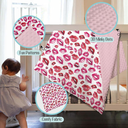 EyMzcod Mink Baby Blanket With Double Layer Dotted Backing 30 x 40 Inch