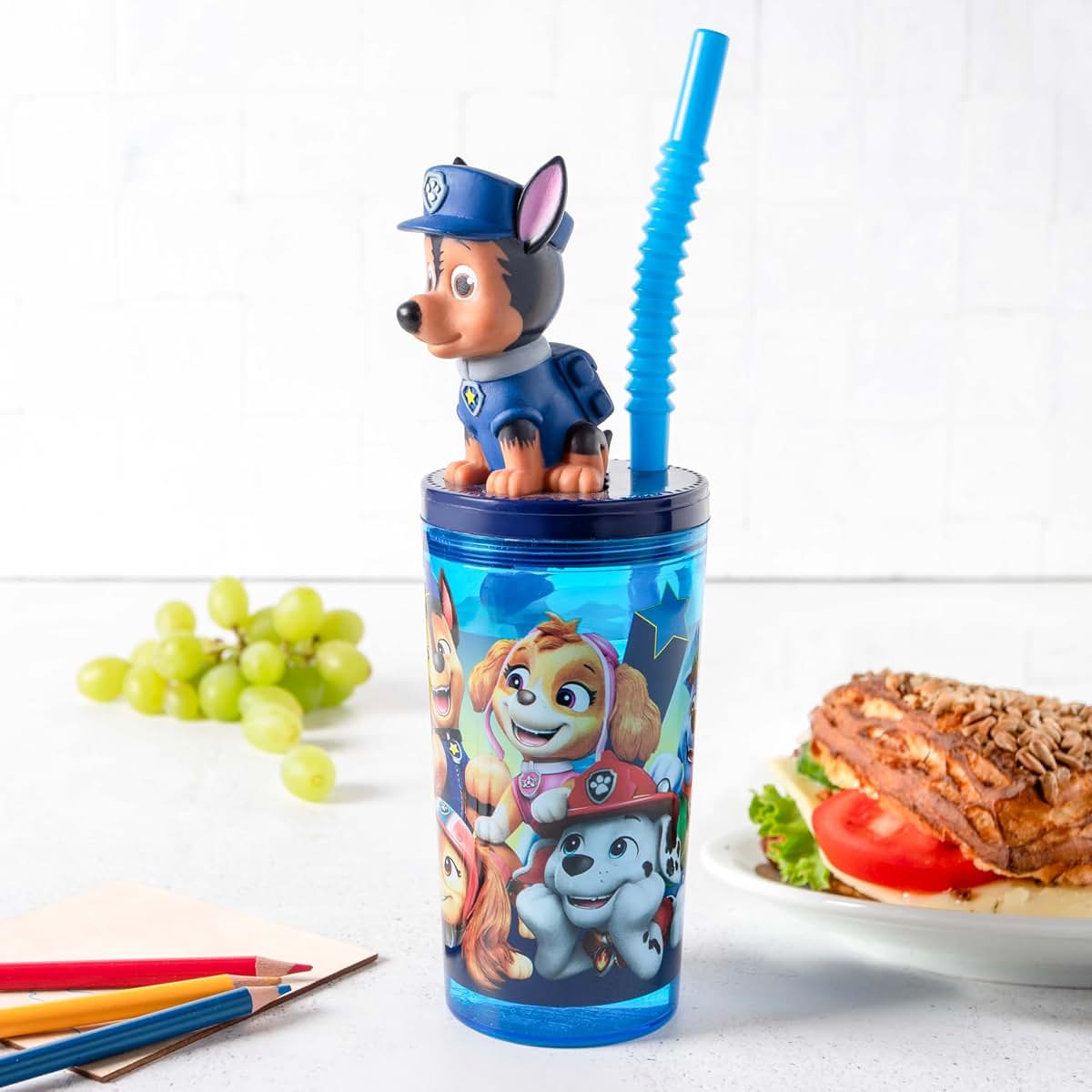P:os Paw Patrol Chase Children's Drinking Cup With Straw (photo 2)
