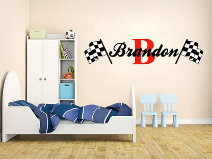 Decalzone Inc Custom Name Racing Monogram Wall Decal For Nursery