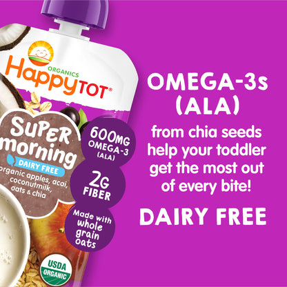 HappyTot Organics Super Morning Fruit & Oat Blend Pouches