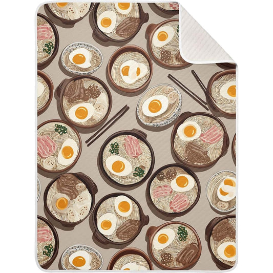 Pigsaly Baby Blanket Ramen Bowls Print 30 x 40 Inch Toddler Bedding