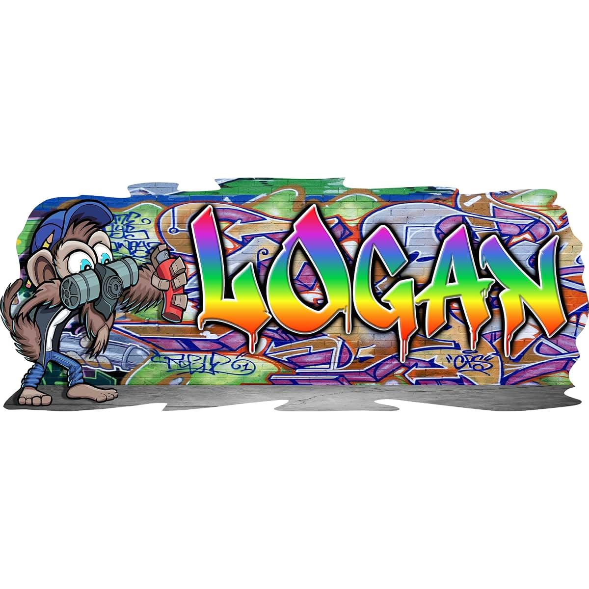3BattySisters Personalized Graffiti Monkey Wall Decal