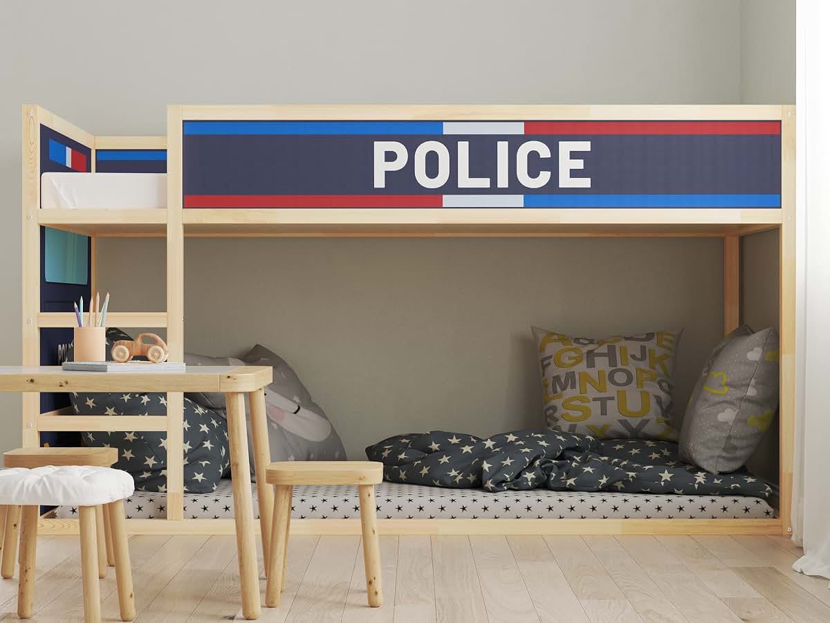 Cocodeco Police Car Pattern Peel and Stick Decals for Kids Furniture