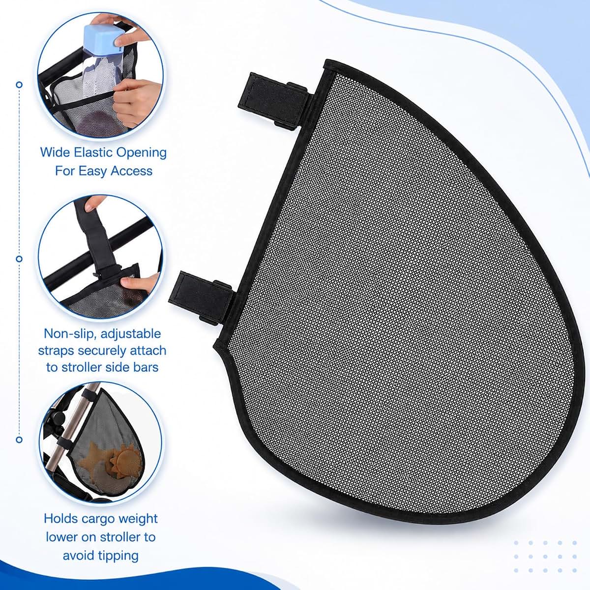 Susade Universal Stroller Caddy Organizer Side Sling Stroller Cargo Net (photo 2)