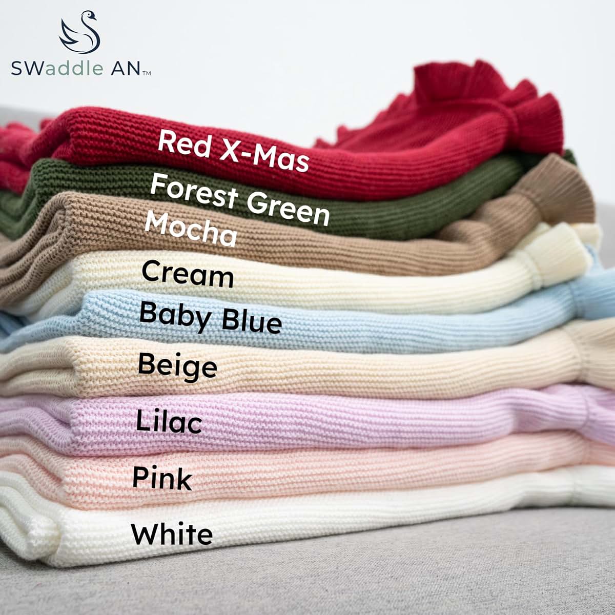 SWaddle AN Personalized Baby Blanket - Custom Embroidered Ruffled Knit (photo 3)
