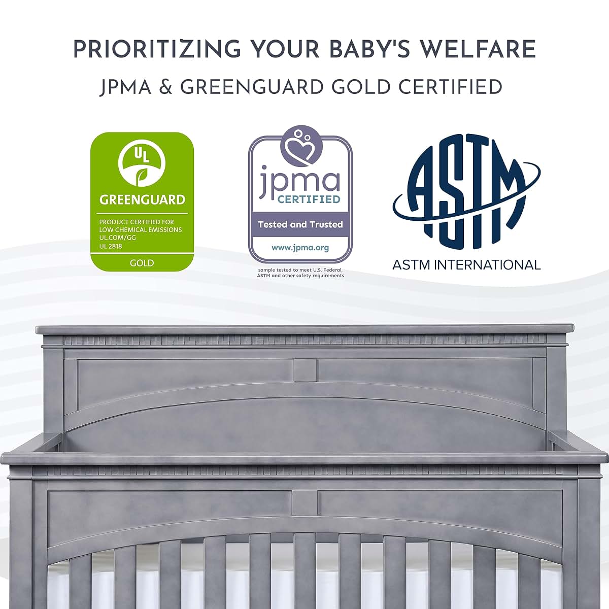 Evolur Santa Fe 5-in-1 Convertible Crib, Storm Grey (photo 3)