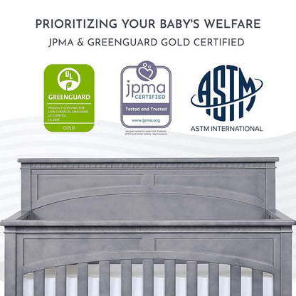 Evolur Santa Fe 5-in-1 Convertible Crib, Storm Grey (photo 3)