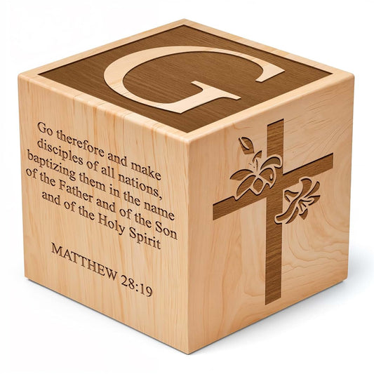 Custom Empire Shop Personalized Baby Baptism Wood Block, Customized Laser Engraved Baptism Gifts for Boys & Girls
