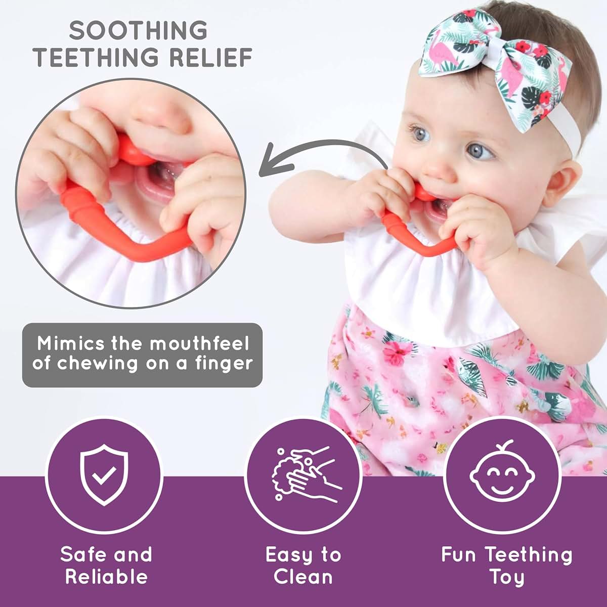 Gummee Heart Shaped Baby Teether In Red (photo 4)