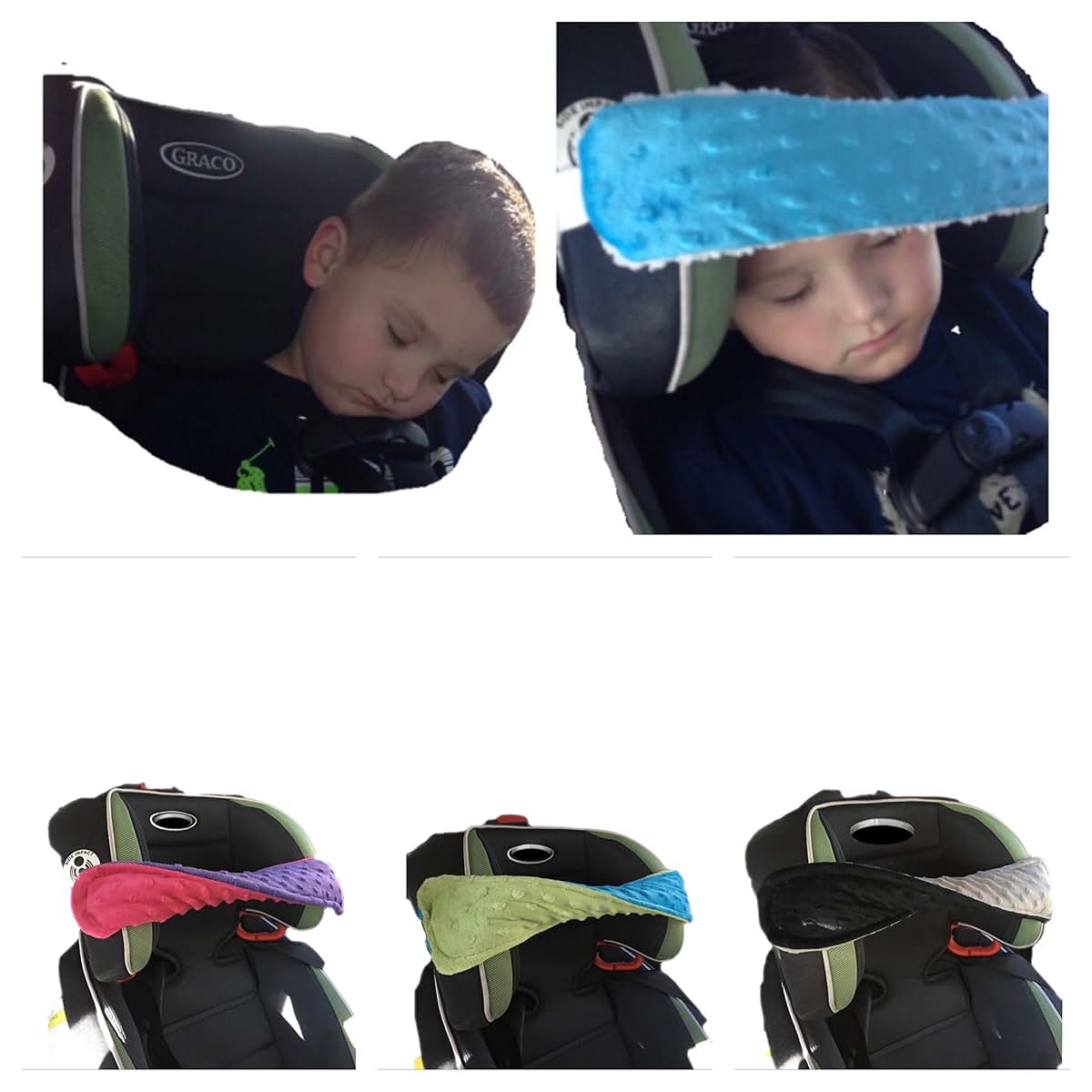 NoNods.com NoNods Car Seat Pillow Head Band REVERSIBLE BLACK/GREY (photo 4)