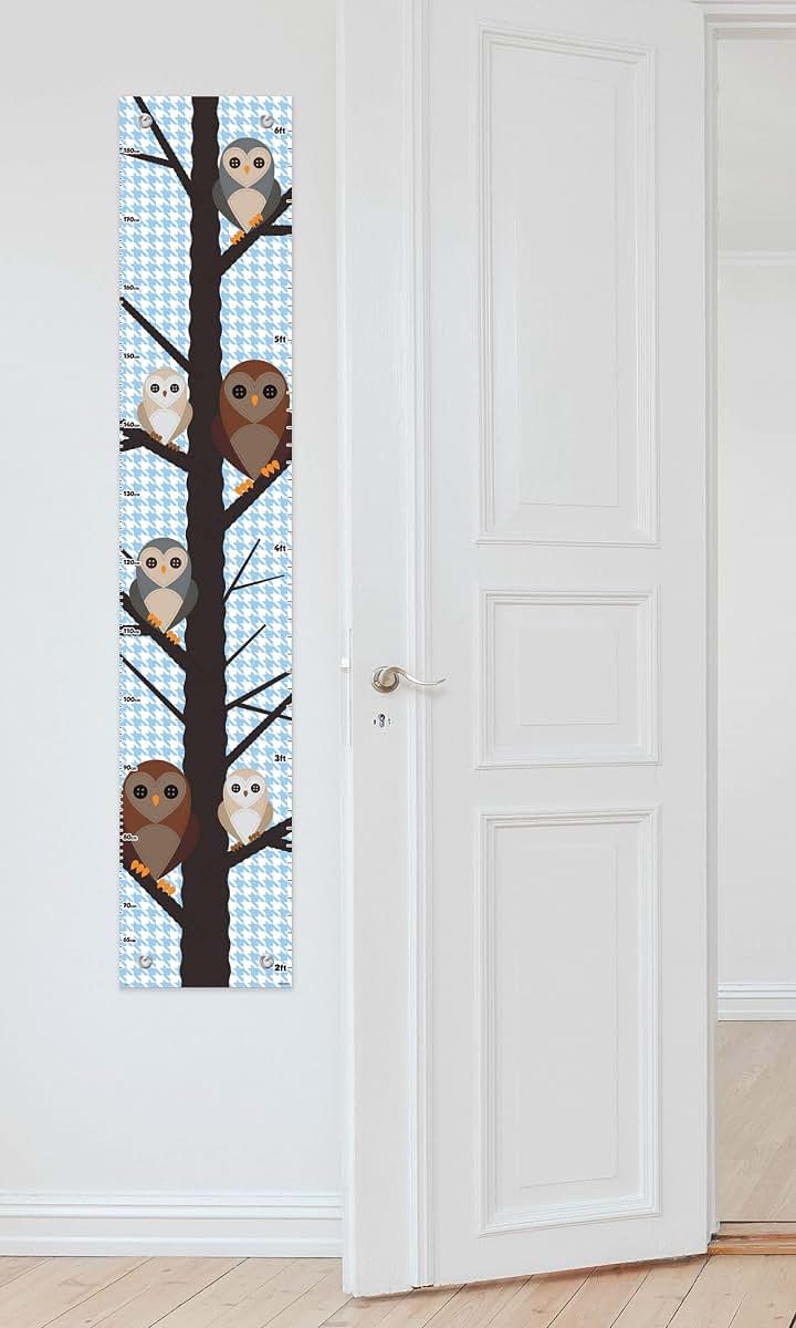 ThisWear Owl Growth Chart, 2-Pack Vinyl Height Chart, 10x51 Inch