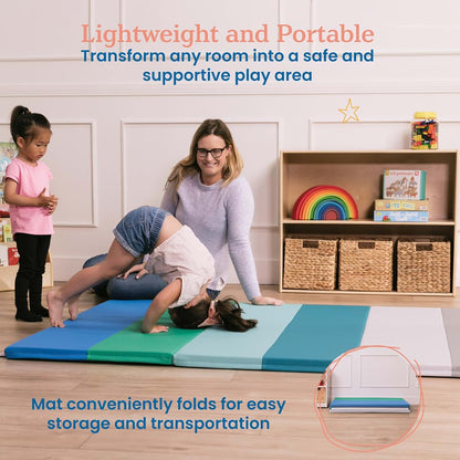 ECR4Kids SoftZone 6-Section Rainbow Runway Activity Mat, Folding Playmat, Contemporary (photo 4)