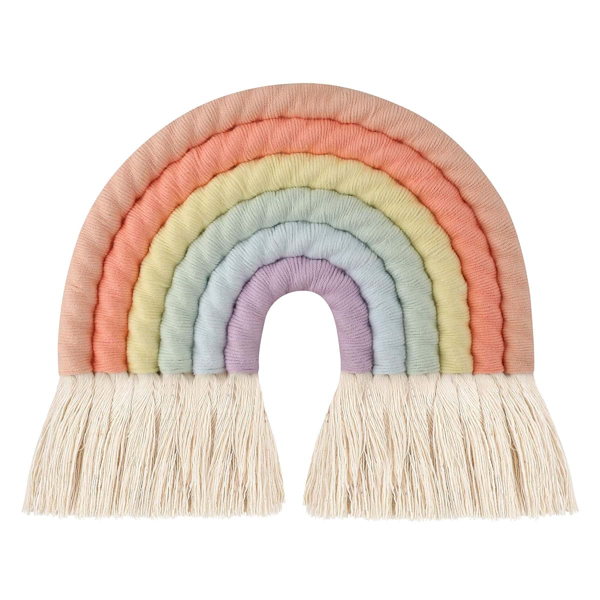 ZWA Rainbow Wall Hanging, Handmade Macrame Art Decor for Nursery Kids Room Home