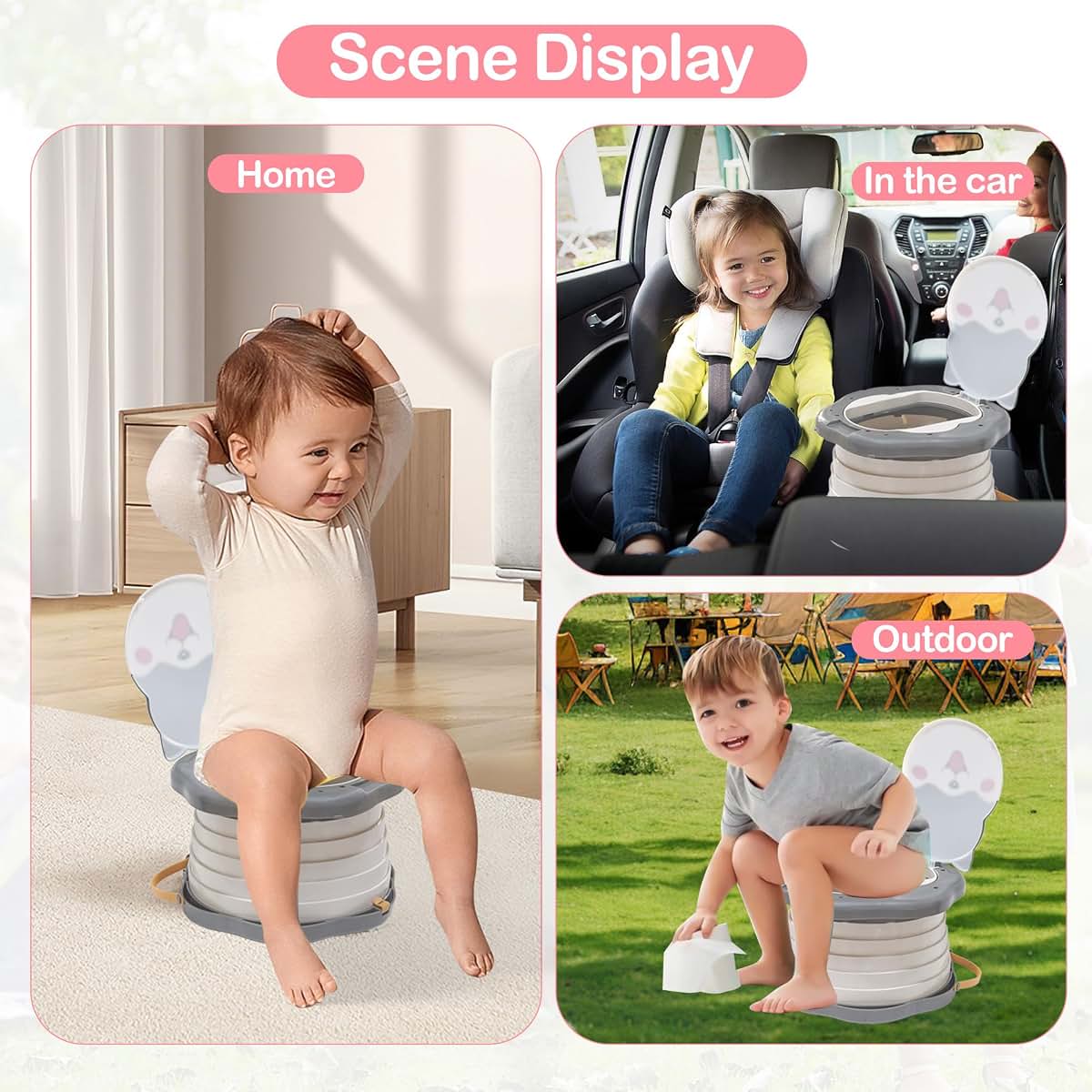SunnySmile Portable Potty for Kids, Portable Toddler Toilet Cute Puppy Design with 45 Disposable Bags, Foldable Toddler (photo 3)