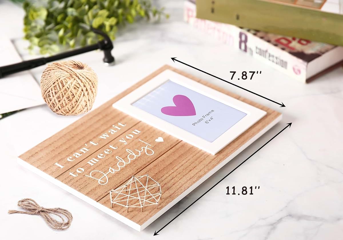 I Can't Wait To Meet You Daddy Photo Frame (4x6 Wood Keepsake)