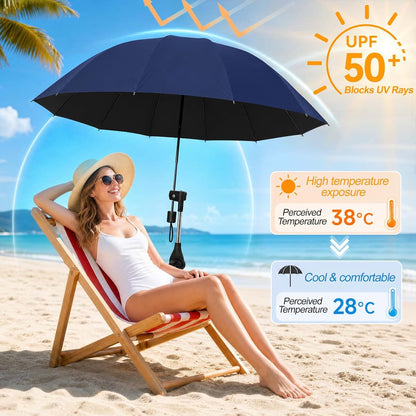 ATOWORLD Beach Chair Umbrella with Clamp Adjustable 360°Outdoor Portable Shade Chair Umbrella UPF 50+ for Outdoor