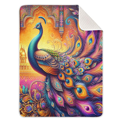 Nesatuwa Peacock Hindu Elegance Baby Blanket, Cotton Muslin, 30 x 40 Inch