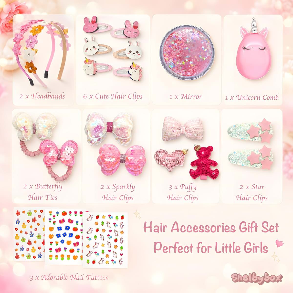 Girls Hair Accessories Gift Set Kit for Styling Ages 4-8