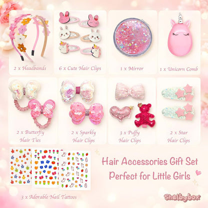 Girls Hair Accessories Gift Set Kit for Styling Ages 4-8