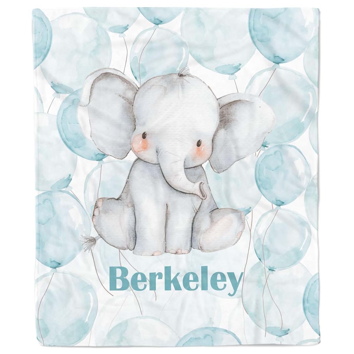 Lovable Gift Co Personalized Elephant Blue Balloons Blanket