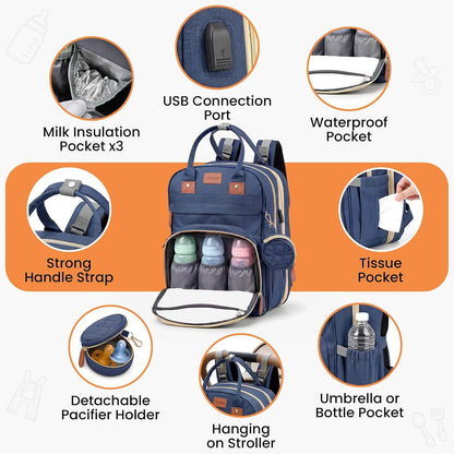 LillyNaps Diaper Bag Backpack with Changing Station | 600D Oxford Waterproof Baby Bag for Mom & Dad | Large Baby Diaper (photo 3)