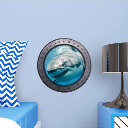 Stickit Graphix Porthole Window Wall Sticker Shark 3 Port Scape Decal Kids Room Decor 12 Inch