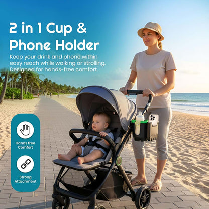 Zrafu 2-in-1 Cup Holder with Phone Holder for Stroller, Bike & Wheelchair (photo 4)