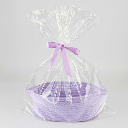 JUNBOLE Baby Gift Basket with Gift Bag and Ribbon, Empty to Fill, Purple