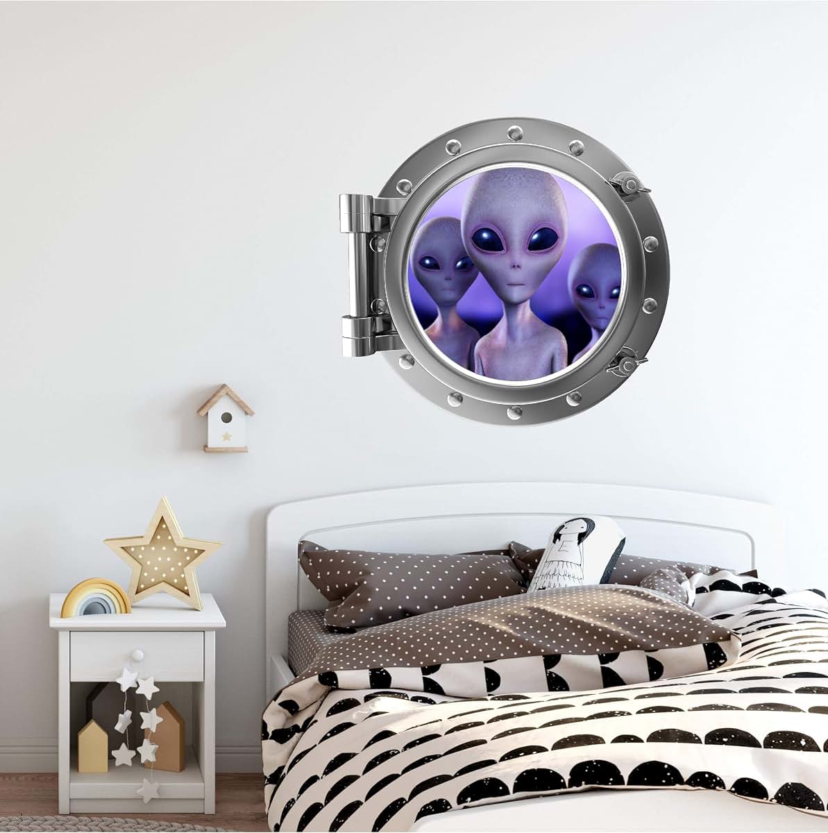 Stickit Graphix 24" PortScape Aliens #3 Instant Space 3D Window Outer Space UFO Removable Vinyl Wall Sticker Decal Wall