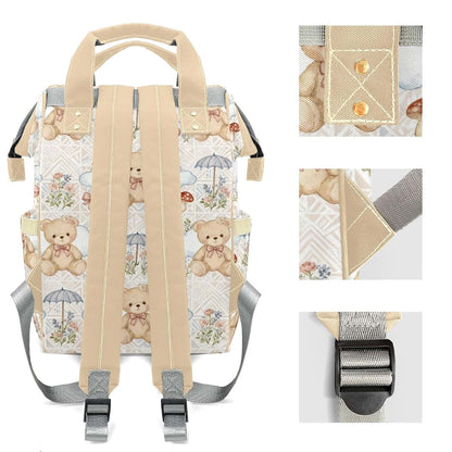 LiSoAkWE Personalized Diaper Bag Backpack with Name,Customized Cute Bear Clouds Bow Mushrooms Nappy Backpack for Baby (photo 4)